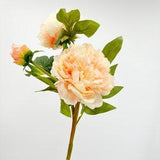 3-Head Peach Peony Silk Stem Realistic Luxury Quality Artificial Kitchen/Wedding/Home Decoration | Gifts French Floral Flowers Cozy Decor