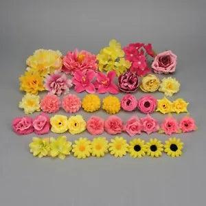 39Pcs Artificial Silk Flowers Heads DIY Craft Home Table Party Decor Set