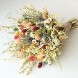 Blue Thistle Burgundy Dried Flowers /Preserved Daisy Flowers Greenery Bouquet /Mix of Blush Peach flowers / Fall Winter Bridal bouquet