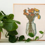 Ranunculus Print Retro Still Life Neutral Minimalist Bouquet Flowers Watercolor Japandi Organic Wall Art Cottagecore Vase Brooke Bustamante