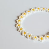 Beaded Daisy Stretch Bracelet, Single Bead Bracelet,White sunflower Bracelet,whitee and yellow daisy Bracelet, seed bead bracelet