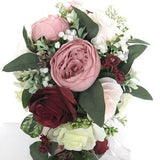 Wedding Bouquet, 17-piece Bridal Bouquet set, BLUSH, MAUVE, Pink, BURGUNDY Gray, Wedding flower, Bridesmaid bouquet package "RosesandDreams"