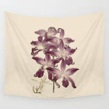 Wall Tapestry - Orchid - Home, Wall, Decor, Modern, Warming Gift, Blossom, Plant, Nature, Botany, Purple, Flower, Vintage, Illustration