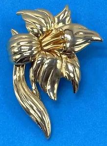 Gold Tone Tiger Lily Flower Brooch Scarf Lapel Pin~Stunning