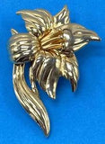 Gold Tone Tiger Lily Flower Brooch Scarf Lapel Pin~Stunning
