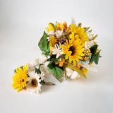 Sunflower Bridal bouquet, fall wedding bouquet set of real touch flowers, groom boutonniere