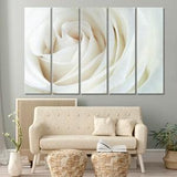 Soft And Dreamy | White Roses Canvas Print Large Wall D¡§?cor Art, Roses Abstract Flowers Interior Art, Soft Creamy Contemporary Split Art