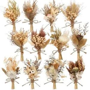 12 Pcs Boho Dried Flower Bouquet Mini Wedding Handmade Dry Flowers Rustic