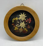 Vintage 5.5??? Diameter Round Framed Dried Flower Arrangement Wall Decor