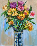Oil painting ORIGINAL art Flower floral?Sunflowers carnations asters 16x20"