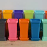 Set of 3 Small & Tall Plant Pots with Drainage, Optional Outdoor and Indoor Trays, 30+ colors
