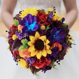 Wedding Bouquet Red Blue Yellow Orange Bridal Bouquet Calla Lilies Sunflowers Roses -  Add Boutonniere Flower Crown Arch Flowers & More!