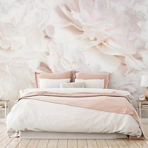 Bright Peony Wallpaper Peel and Stick | Light Peony Floral Art Wall Mural | Soft Peonies Bouquet Art Wallpaper