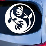 Water Lily Yin Yang Sticker | Peaceful Stickers For Cars | Energy Floral Symbol