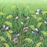 Green Paddy Painting, Original Floral Painting, Birds Painting, Tropical painting on canvas, Bali Painting, Bird Wall Art