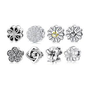 Wow Charms 925 Sterling Silver Charms Smiling Sunflower Plants and Trees Zircon Stone Beads. Charms fit for Pandora bracelets.