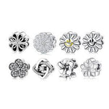 Wow Charms 925 Sterling Silver Charms Smiling Sunflower Plants and Trees Zircon Stone Beads. Charms fit for Pandora bracelets.