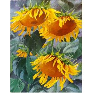 Sunflower landscape, oil painting, floral artwork
