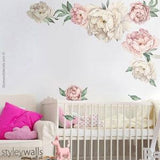 Peony Wall Decal, Peonies Wall Decal, Watercolor Peony Flowers Wall Decal, Peony Nursery Decor, Peonies Wall Sticker for Nursery Room