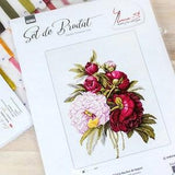Pink Peonies cross-stitch kit on Aida 20 count Bellana canvas. Spring Flowers. Cross Stitch kit by Luca-s B2354L