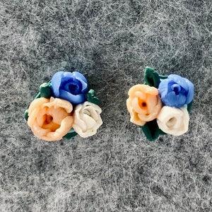 Rose bouquet Earrings | Handmade Polymer Clay Jewellery | Boho Statement Piece | Floral Accessories | bridesmaid | cute gift |