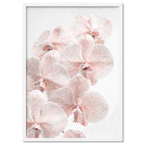 Blush Orchid Print, Flower Wall Art. Minimal Scandi Room Decor. Designer Pink Orchids. Botanical Floral Photo. Poster or Canvas | PLT-82