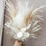 Pampas Grass bouquet & White Dried Flower bouquet, Eternal Rose, Boho wedding bouquet,natural wedding flowers,Bridal bouquet