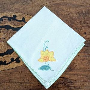 Vintage Floral Applique Handkerchief