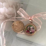 Locket Bouquet Photo Charm, Gold Bouquet Locket, Memory Charm, Bridal Locket, Photo Bouquet Locket - NELLIE ROSE