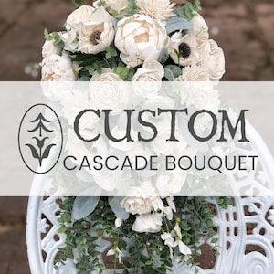 Custom Cascading Sola Flower Bouquet - Cascade Wedding Bouquet - Sola Flower - Bridal Bouquet - Faux Greenery - Blush - Dusty Rose - Navy