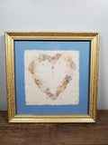 Vintage Framed Dry Pressed Wildflowers Heart Love Wall Art Gold Frame by Letitia