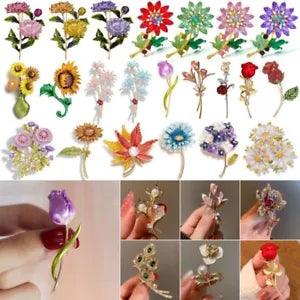 Wedding Crystal Rose Flower Brooch Pin Women Corsage Bridal Jewelry Wholesale