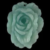 BD03207# Hand Carved Peony Flower  Amazonite Pendant Bead Gemstone 1 Pcs