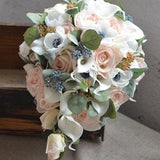 Blush Roses Bouquets Real Touch Roses Calla Lilies White Anemones Navy Fillers Eucalyptus Leaves