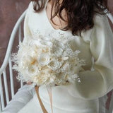 Preserved Cream White roses &Hydrangea Pampas Grass wedding bouquet Dried Bridal bouquet/Wedding decor,Rustic Boho Brides,Bridesmaid bouquet