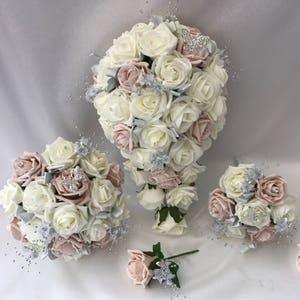 Artificial wedding bouquets flowers sets ivory blush pink