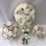 Artificial wedding bouquets flowers sets ivory blush pink