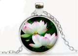 LILY PAD FLOWER WHITE pendant Sterling Silver   charm necklace FREE $20 GIFT 4U