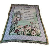 Friendship Gift Throw Blanket Vtg Friend Prayer Religious Tapestry Lilies Tulips