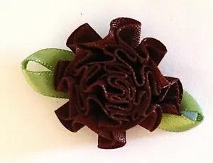 Satin Ribbon Carnation Flower - DARK BROWN 3.5cm 20pcs AU FREE POST