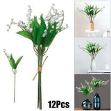 12Pcs/Bundle White Lily Fake Plants UV Resistant Artificial Flower Home Decor