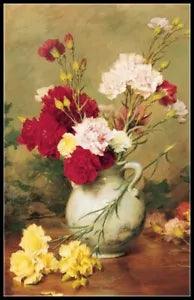 Carnations in Vase - DIY Chart Counted Cross Stitch Patterns Needlework DMC