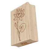 Hand Drawn Water Lily Flower Rectangle Rubber Stamp for Stamping Crafting
