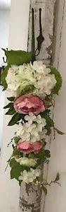 Silk Flower Swag 33??? Hydrangea Peony Swag Pink White Leaves Cottage Decor New