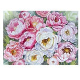 Large original peony watercolor flowers original painting