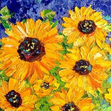 sunflowers painting flower original art impasto oil painting meadow contemporary artwork small 8x8 canvas floral wall art by IrinaOilArt