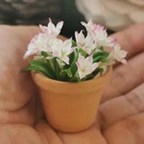 3 Mini Rain Lily Artificial White Flower Miniature Dollhouse Fairy Garden Decor