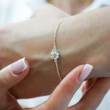 Sterling silver sunflower bracelet, Flower bracelet, Dainty bracelet, Princess jewelry, Floral charm, Christmas gift, Charming gift for her