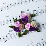 Mixed Triple Rose (Purple,Cream,Lavender),1 inch,Mini Rose Bouquet,Rose Cluster,Wedding Craft,Doll Costume,Sewing Appliqu¡§?,Rose Boutonniere