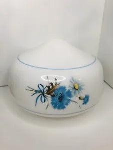 VINTAGE WHITE GLASS GLOBE LIGHT FIXTURE SHADE FLOWER PATTERN DAISY CARNATIONS